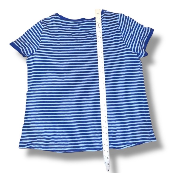 TALBOTS Grosgrain Trim Stripe Tee - Blue Twilight /Vista Blue Plus 1X - Picture 11 of 12